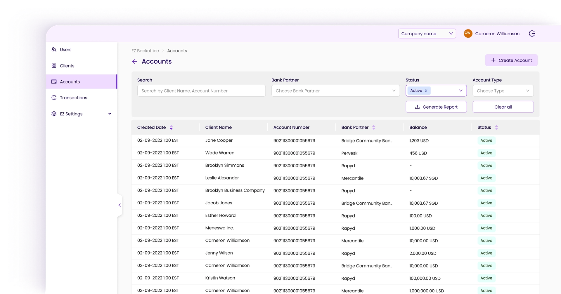 Accounts & Payments